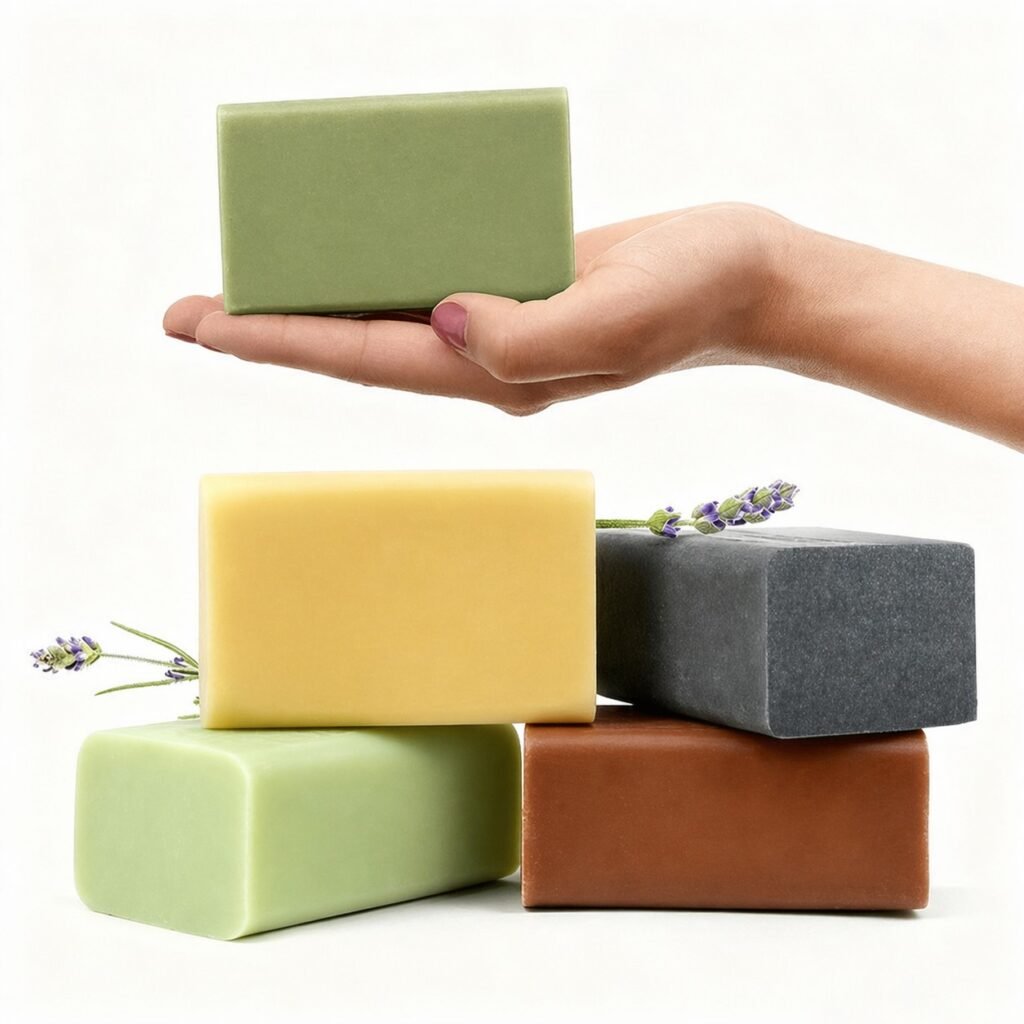 soaps on a hand