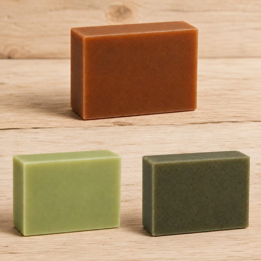 3 soaps on wood